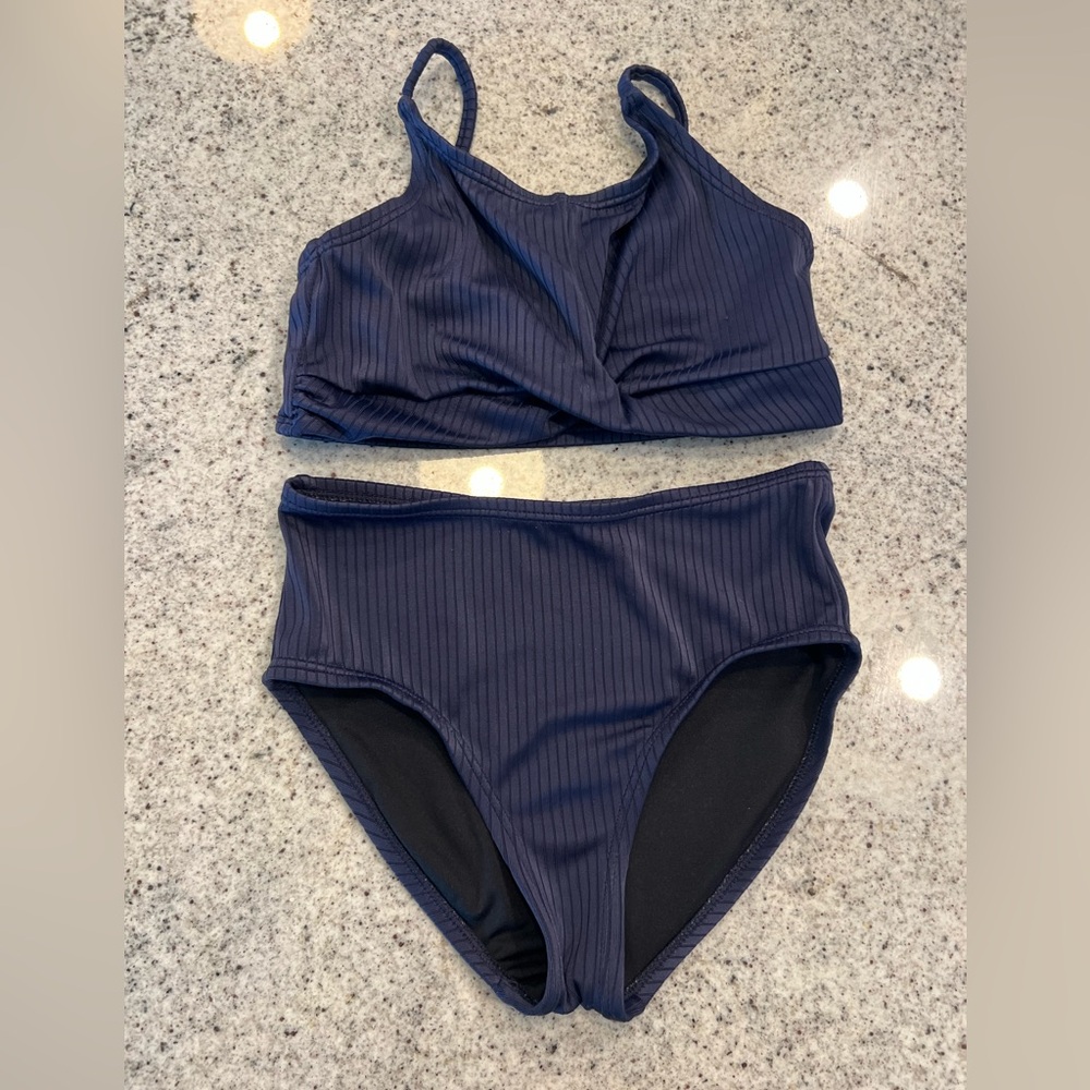 Swimsuit girls size 6/7 navy ribbed